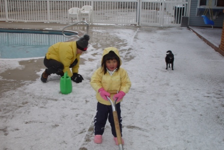 Kasen shoveling snow